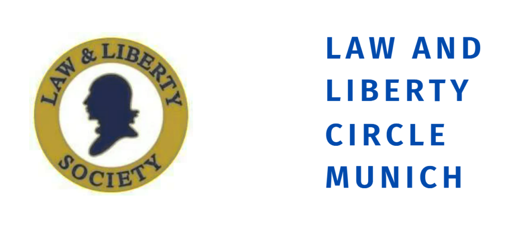 Die Logos der International Law and Liberty Society (li.) und des Law and Liberty Circle Munich (r.).
