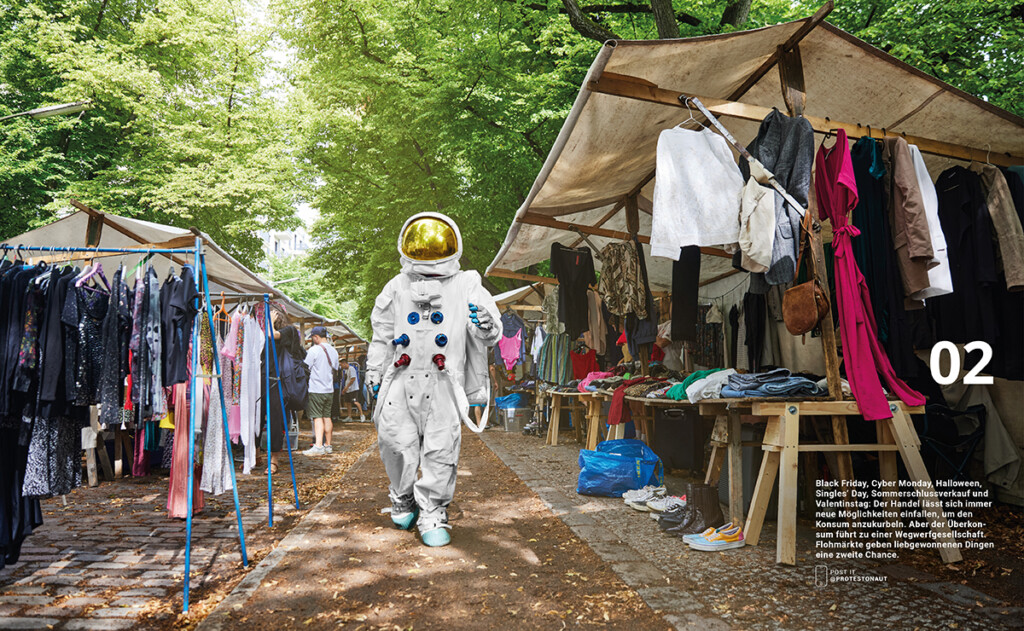 Austronaut auf Trödelmarkt